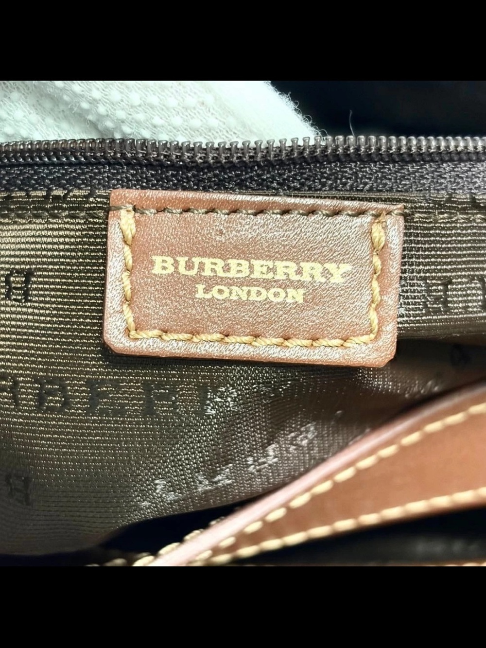 Burberry Beige Check Tote with Brown Leather Handles - Picture 14 of 16